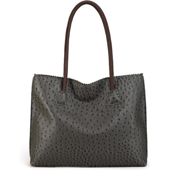 Womens Tote Bag with Zipper Charcoal - Picture 1 of 3